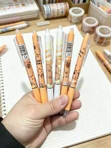 可爱郁金香伸缩圆珠笔，蓝色墨水，0.5毫米，紫色郁金香花朵图案，女士适用，学校、办公室、派对、返校必备文具 - 紫色 - 查看 5