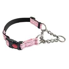 Martingale Dog Collar With Stainless Steel Chain And Reflective Nylon, Adjustable No Pull Training Collar, For Small Medium, And Large Dogs - Pink - View 11