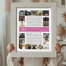 1pc 50 Reasons We Love You 50 Reasons We Love You Custom Poster, 50 Things We Love About You 50th Anniversary Gift For Ladies 50th Anniversary Gift For Gentlemen Customized Wall Art - Multicolor - View 9