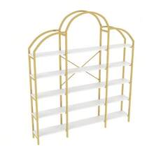 Simple Style 170 X 26 X 190 Cm Shelving Unit, Made Of Steel Tube And MDF, With Five Shelves, Unique Cloud Shape, Easy To Assemble And Clean, Gold And White Color. - 金色 - 查看 8