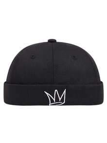 1 pieza Boina de lana con letra NY para hombre, gorra de estilo newsboy minimalista y versátil, sombrero plano lavado casual y personalizado, adecuado para uso callejero y diario, hecho de fibra de poliéster, adecuado para primavera, verano, otoño e invierno - Sombrero negro en forma de melón - Ver 14