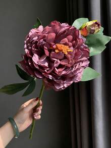 1pc High Quality Vintage Peony Artificial Flower, Home Decor Ornament, Wedding Aisle Flower Party Packs,Room,Home,Wall,Bathroom,Bedroom,Room Decoration Stuff,Desk Accessories,Wedding Items,Wedding,Living Room,Office,Kitchen,Party Favors,Bridesmaid Gi - Multicolor - View 12