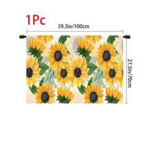 1pc Sunflower Pattern Printed Tablecloth, Kitchen Small Curtain, Cabinet Curtain With Curtain Holes, Easy To Hang, 100% Polyester, Rectangular, Woven, Machine Washable, Kitchen Decor And Accessories, Suitable For Kitchen Cabinets And Home Decor - Multicolor - View 14