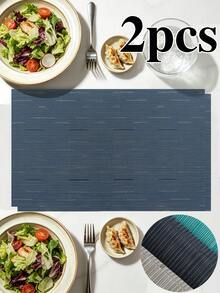 4/120pcs Rectangular PVC Woven Placemats, Washable Odorless Table Mats, Soft Easy To Store Western Style Dining Mats, Non-Slip Heat-Resistant Table Decor Mats, Suitable For Restaurants, Cafes, Homestays, Fit For Holidays, Parties, Gatherings, Birthdays, Weddings, Dinner Parties And More Occasions. - Multicolor - View 10