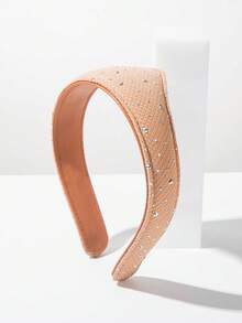 1pc Fashion Crown Headband, 3D Solid Color Fabric & Leather Wide Brim, Sparkling Gemstone, Regal Style, Suitable For Ladies Attending Galas, Weddings, Parties Hairband - Brown - View 1
