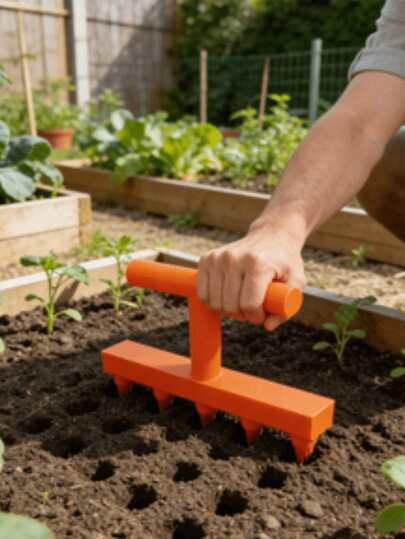 Garden Hole Punch Tool, Household Vegetable & Flower Seedling Hole Puncher, Balcony & Garden Seeding Tool, Precise Vegetable Planting Hole Puncher, Potted Plant Seedling Planting Auxiliary Agricultural Tool