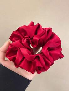 1/2个黑色和红色缎面发圈，时尚发绳，无痕发饰 - 彩色 - 查看 6