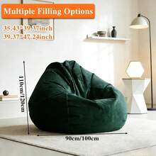 Bean Bag Chair Adults Kids Velvet Bean Bag Cover Washable Ultra Soft Pouf Ottoman No Filler Pouf Sofa Cover Lazy Armchair Couch Floor Seating Living Room Furniture(Chrysanthemum Yellow,90x110cm) - 1 - View 3