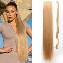 Synthetic 34Inch Long Straight Ponytail Hair Clip In Extension Heat Resistant Hair Wrap Around Pony Hair Piece For Women - Multicolor - View 16