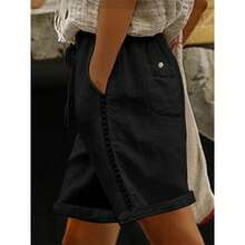 Women's 5-Point Trousers In Openwork Lace And Patchwork, Casual, For Spring And Summer - Khaki - View 8