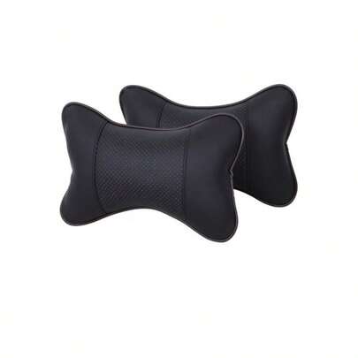 Set Of 2 PU Leather Car Neck Pillows – Car Seat Neck Support Headrests With Breathable Cushioning, Shock Absorption, And Anti-Fatigue Design – Car Interior Accessories