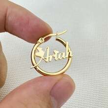 Custom Name Hoop Earrings For Women, Custom Heart Font & Initial/Number Earrings, Stainless Steel Dainty Twist Hoops Earrings, Suitable For Wedding, Christmas, Halloween Gifts - Nhiều màu - Xem 1