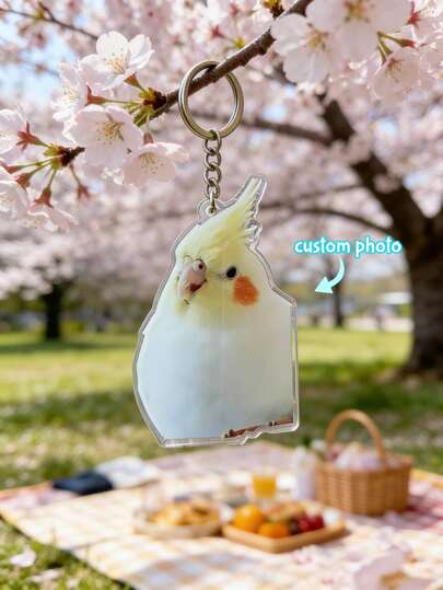 1Pc Custom Acrylic Photo Charm Keychain, Personalized Pet Memorial Keyring With Photo Print, Clear Acrylic Bag Pendant, Cute Animal Lover Gift, Memorial Keepsake, Backpack Handbag Accessory, Birthday Gift, Christmas Gift, Pet Loss Sympathy Gift, Everyday Carry Key Holder