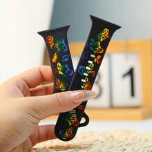 女士彩虹双色蝴蝶花卉雕刻软硅胶运动表带，兼容 38mm 40mm 41mm 42mm 44mm 45mm 49mm，S10 42mm 46mm，适用于 Ultra 2/1 SE Series 11 10 9 8 7 6 5 4 3 2 1，可爱时尚的表带，完美礼物之选 - 彩虹-2 - 查看 8