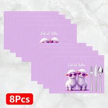 1pc/4pcs/6pcs Linen Placemat With Sheep Pattern Print, Eid Al-Adha Decor, Eid Al-Adha Gift, Suitable For Dining Table, All Season Decoration, Modern Washable Tabletop Mat, Room Decor, Placemats, Coasters, Kitchen Dining Mat, Indoor Outdoor Party Decor, Home Decor, Ideal Gift - Multicolor - View 13