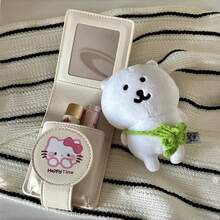 SANRIO Hello Kitty 唇膏收纳袋带镜子 - 可爱旅行收纳包，毕业和友谊礼物，可折叠设计，印有可爱图案，理想的化妆品收纳盒，唇膏架 | 趣味配件 | 耐用拉链封口，适用于 Hello Kitty 配件 - 彩色 - 查看 3
