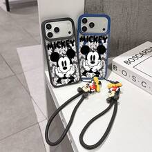 This Disney Mickey Mouse Pattern Lanyard Phone Case Features A Strong Magnetic Closure And Full Coverage Of Acrylic And TPU Material. It's Shockproof, Lightweight, And Suitable For IPhone17/16/11/13/15/15 Plus/15 Pro/15 Pro Max/12/14 Pro Max/11 Pro Max/12 Pro/12 Pro Max/13. It's A Popular Birthday Gift, Business Gift, Durable, Stain-Resistant, And Fingerprint-Resistant New Phone Case For Men And Women. It Also Includes A Mickey Mouse Phone Case And Mickey Mouse Doll Bracelet. Compatible With SamsungGalaxy S20, S21, S22, S23, And S24 Series. It's The Perfect Gift For Friends And Family. This Stylish Phone Case Is Fun, Lightweight, And Durable. IPhone17 Pro Max Phone Case, Minnie Phone Case. - 黑色 - 查看 2