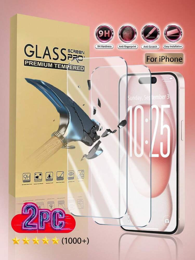 2片装高清钢化玻璃屏幕保护膜，4K无损画质，有效阻挡屏幕外部损伤，光滑防指纹防尘，兼容苹果X/XS MAX/11/12/13/14/15/16/17/17e/17Air/17pro/17pro Max机型 - 無色 - 查看 12