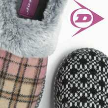 Dunlop - Ladies Cute Cosy Plush Memory Foam Knitted Slippers With Open Back Mules - Pink - View 3