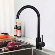 Black Stainless Steel Kitchen Faucet, Cold And Hot Water Tap For Sink, Splash-Proof Household Water Tap - Black - View 4