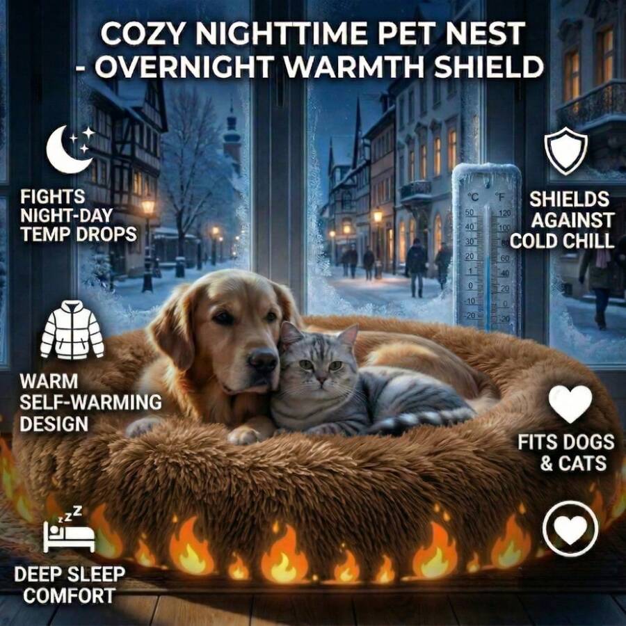 Weiches & bequemes Haustier Rundbett, gefüllt mit Plüschmaterial, warm & gemütlich wie auf einer Wolke liegen, geeignet für kleine/mittlere/große Hunde & Katzen, Kunstfell Stoff, 9 Farboptionen