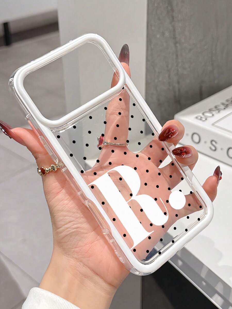 1 buah Casing Ponsel Lucu Anti Guncangan Motif Polka Dot Mini Hitam Huruf R Modis, Desain Minimalis Transparan Sangat Cocok untuk Penggunaan Sehari-hari, Kompatibel dengan iPhone 16/16 Pro/16 Plus/15/15 Plus/15 Pro/15 Pro Max/17/17 Pro/17 Pro Max/12/13 Mini/ 13/13 Pro Max/11/11 Pro Max/12 Pro Max, Hadiah Istimewa untuk Teman, Teman Sekelas, Kekasih, atau untuk Penggunaan Pribadi - Clear - View 1