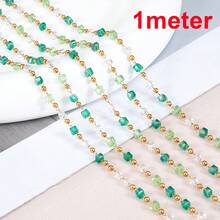 1m Fashionable Stainless Steel Square Bead Chain, Colorful Bohemian Style Beaded Chain Suitable For DIY Bracelet, Necklace, Jewelry Accessories - DIY Chain - View 14