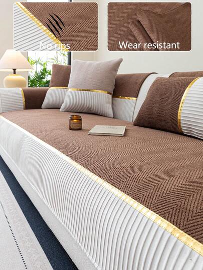 1 chiếc vỏ đệm sofa bằng vải chenille mềm mại, thoải mái, kiểu dáng hiện đại tối giản, chống trượt, dùng được quanh năm, chống bụi và dễ vệ sinh, phù hợp cho phòng ngủ, văn phòng, phòng khách, sofa chữ L và sofa 1/2/3/4 chỗ ngồi, màu cà phê đậm, thời trang, mềm mại, không phai màu, thân thiện với thú cưng.