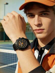 Đồng hồ Orient Classic Silver Steel & Black Chronograph, dòng FTV000 cao cấp, mặt số analog với hiển thị ngày lớn, dây đeo thép không gỉ cao cấp thân thiện với da, sự lựa chọn chuyên nghiệp cho đua xe, kinh doanh, xã hội, kỷ niệm, vẻ ngoài mạnh mẽ, món quà cao cấp dành cho anh ấy/cô ấy, chống nước 50M, đồng hồ nam/nữ - FTV00006B0 - màu đen - Xem 4