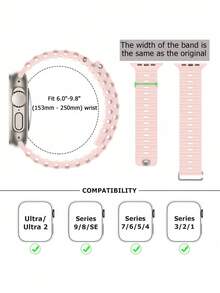 1条男女通用运动海洋风表带，兼容49mm、46mm、45mm、44mm、42mm、41mm、40mm、38mm尺寸的 Series 10/9/8/7/6/5/4/3/2/1 Ultra SE - 灰粉 - 查看 7