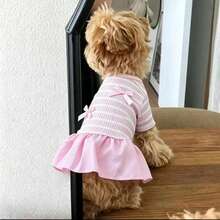 Lightweight Breathable Striped Dog Dress, Casual Pet Clothes For Small Dogs, Spring/Summer - White - View 5
