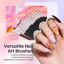 Beetles 31pcs Nail Art Brushes With Case - Confetti Nail Art Pens Dual Ended Dotting Tools Striping Liner Brushes For Nails 3D Flower Sculpting Tools Palette Holder DIY Home Salon Manicure Design Set - Bộ 31 cọ vẽ móng nghệ thuật kèm hộp đựng. - Xem 7