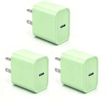 1/3个20W PD快充USB-C电源适配器，薄荷绿迷你充电插头，兼容苹果/安卓智能手机，家用及旅行快充 - 薄荷藍 - 查看 9