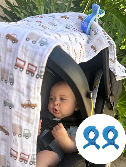 2pcs Baby Stroller Accessories, Colorful ABS Alligator Clips For Baby Stroller, Portable Baby Stroller Seat Clips To Prevent Falling, Baby Stroller Mosquito Net Clips, Baby Stroller Blanket Clips, Item Hanging Clips, Suitable For Baby Stroller & Pushchair