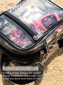 Minimalist Transparent Stadium Approved Shoulder Crossbody Bag To Hold Valuables For Fast Check Resisting Water Dirt During Outdoor Trip Lightweight PVC Tote Bag For Beach Vacationers And Students With Zipper Closure Ideal For Stadium Concerts Work Women Crossbody Women Shoulder Bags Women Top Handle Bags Travel Essentials School Supplies Travel Accessories - 彩色 - 查看 10