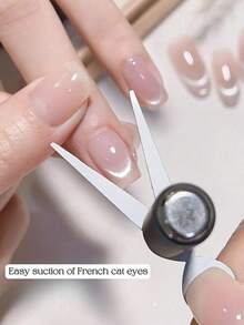 Magnetic Cat Eye Nail Polish Ring Set, Multi-Functional Strong Magnetic Cat Eye Gel Nail Polish, Ring Steel Ball Combination Design, Super Adhesive, Ideal Manicure Tool For Beginners - Silver - View 7