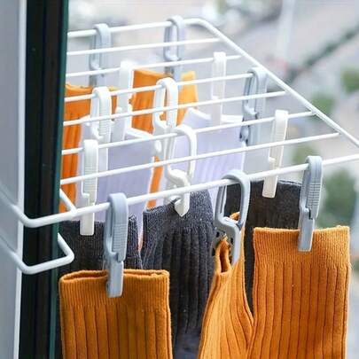 20/10pcs Sock Clips Windproof Clothes Hangers Household Snack Clips Portable Hooks Daily Organization Storage Drying Rack Laundry Accessories Multifunctional Clips For Home Kitchen Bedroom Wardrobe Closet Drawers Dormitory