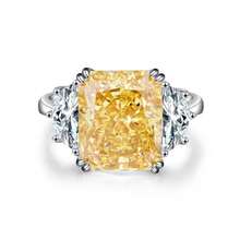 S925 Sterling Silver Yellow Diamond Ring For Women, Ice-Cut Brilliant Cut 8A  Ring, Wedding Ring For Parties - 黃鑽-CBJZ212 - 查看 1