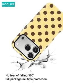 Ốp lưng điện thoại Koolife 1 cái, nền màu be, chấm bi nâu, chất liệu 2 trong 1 PC+TPU, thiết kế dễ thương, bảo vệ toàn diện, tương thích với Apple 17/17pro/17promax/17Air/16/15/14/13/12/11/7/8/7plus/8plus/XR/X/XS/XS MAX - Nền màu vàng với các chấm bi màu nâu. - Xem 6