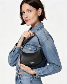 Kate Spade KS PAIGE Cute Hobo Bag Leather Crossbody Bag for Women Top Zip Shoulder Bag Ladies' Casual Cross Body Purse with Adjustable Strap - 黑色 - 查看 4