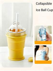1 cốc đựng đá viên gấp gọn, có ống hút, khuôn đá viên tái sử dụng dùng cho cà phê, đồ uống lạnh, cắm trại và văn phòng. - Một kích cỡ phù hợp cho tất cả - Xem 12