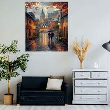 Kit de Pintura de Diamante 5D Temática Amor Paisaje - Amantes bajo la Lluvia Sin Marco Bordado Redondo con Diamantes Mosaico Arte, 40x70cm/15.75x27.56 pulgadas Lienzo Acrílico Completo de Diamantes, Adecuado para Decoración de Paredes en Sala de Estar y Dormitorio Regalo - Enmarcado - Ver 5