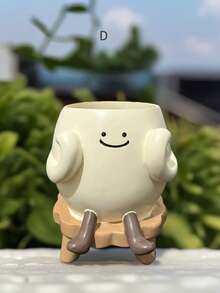 1 buah Pot Bunga Kartun Lucu Berbentuk Wajah Tersenyum, Dekorasi Kreatif Berbentuk Bangku untuk Sukulen, Tanaman Pot Kecil, Desain Karakter Menarik untuk Meja, Rumah, Taman, Balkon, Bonsai Unik, Kaktus, Dekorasi Tanaman Hijau - beraneka warna - View 16