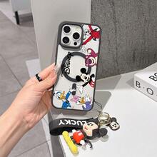 This Disney Mickey Mouse Pattern Lanyard Phone Case Features A Strong Magnetic Closure And Full Coverage Of Acrylic And TPU Material. It's Shockproof, Lightweight, And Suitable For IPhone17/16/11/13/15/15 Plus/15 Pro/15 Pro Max/12/14 Pro Max/11 Pro Max/12 Pro/12 Pro Max/13. It's A Popular Birthday Gift, Business Gift, Durable, Stain-Resistant, And Fingerprint-Resistant New Phone Case For Men And Women. It Also Includes A Mickey Mouse Phone Case And Mickey Mouse Doll Bracelet. Compatible With SamsungGalaxy S20, S21, S22, S23, And S24 Series. It's The Perfect Gift For Friends And Family. This Stylish Phone Case Is Fun, Lightweight, And Durable. IPhone17 Pro Max Phone Case, Minnie Phone Case. - 黑色 - 查看 1