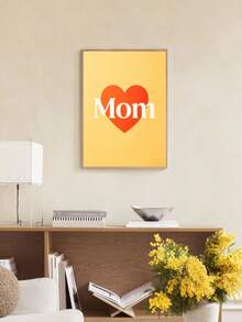  1PC Frameless Canvas Wall Art Heart & Mom Print, Minimalist Sweet Wall Decor, Perfect Small Gift For Mother's Day - A - View 2