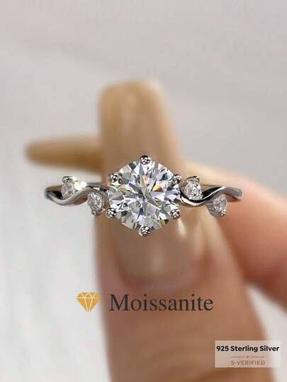 1 chiếc nhẫn ren 6 chấu, nhẫn cưới kim cương Moissanite màu D 1 carat, chất liệu bạc S925, thích hợp làm quà tặng cho nữ giới như lễ đính hôn, quà vợ, quà bạn gái, quà sinh nhật, quà kỷ niệm hoặc trang sức cưới.
