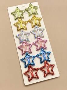 Set de 20 piezas de pasadores de pelo con forma de estrella de colores para niñas, decoración de flequillo y lateral, accesorios de pelo brillantes con forma de estrella, regalo para estudiantes, de vuelta a la escuela, para actuaciones, uso diario - Multicolor - Ver 2