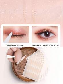 144/240/480/720pcs Eyelid Tape Sticker Invisible Double Fold Eyelid Lace Paste Clear Beige Stripe Self-Adhesive Natural Eye Tape Makeup Tool - Nude - View 5