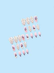24Pcs Press On Nails, Almond Shape False Nails, Quick Manicure Stickers For Party Press On Nails - Multicolor - View 2
