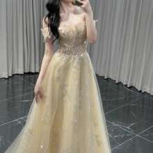 2026 New Off-Shoulder Evening Dress For Women, Suitable For Quinceañeras, Annual Meetings, Hosts, Vocal Performance Exams, High-End Engagement Toasting Dress - Màu sắc hình ảnh - Xem 4